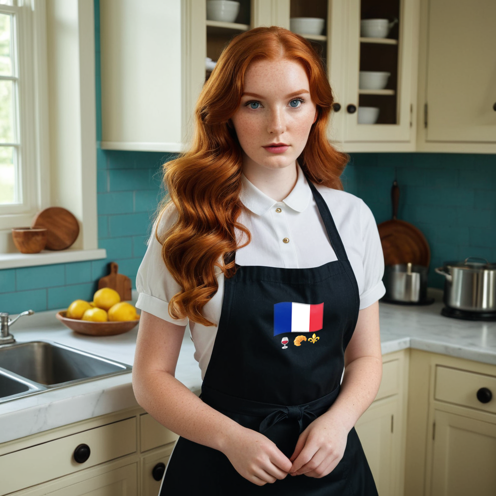 French-Themed Organic Cotton Apron: Culinary Elegance, Inspired by France