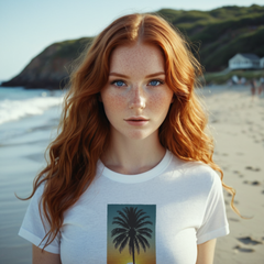 1970s Surfer Palm Tree Ocean Sunset T-Shirt